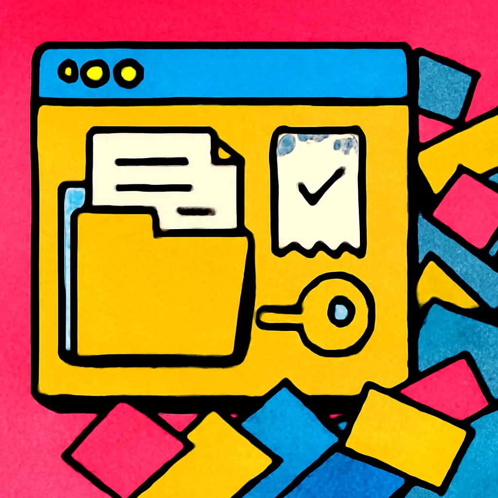 An organized browser profile compartment separates paperwork documents and a confirmation receipt from a clutter of loose tabs.