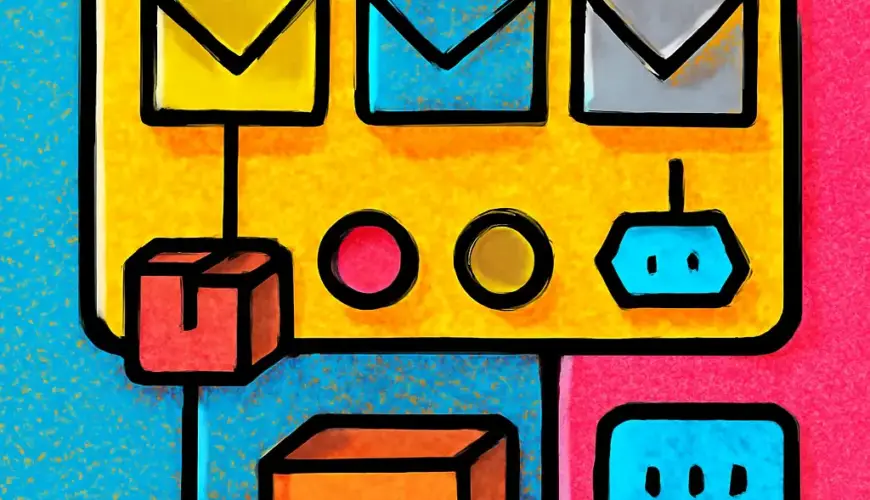 An illustration of email cards organized into action, waiting, and completed states for an online order and return.