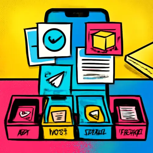 Illustration of screenshot thumbnails being sorted into action, archive, sharing, and reference trays.