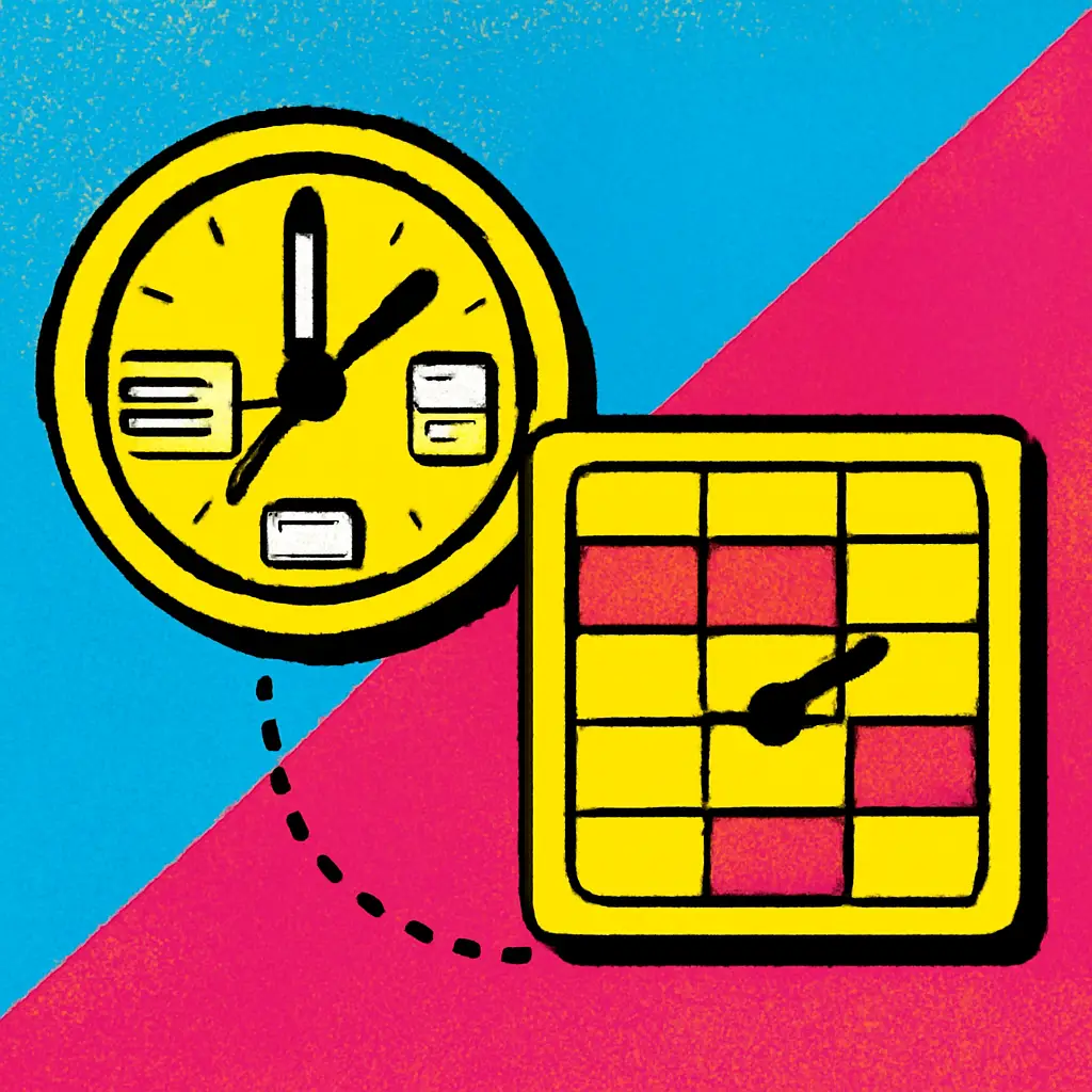 Two clocks represent work hours and calendar time for planning a client project.