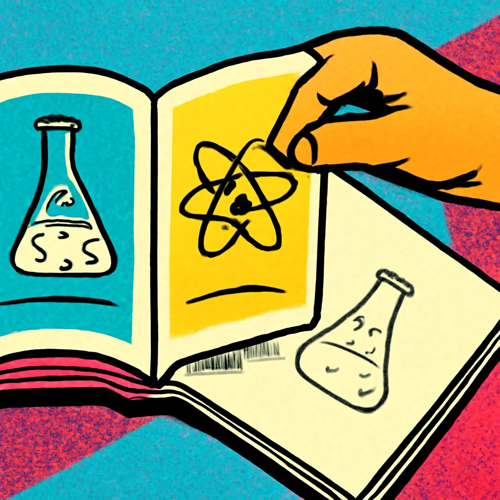 A textbook diagram being reconstructed as a simple sketch on a blank notebook page.