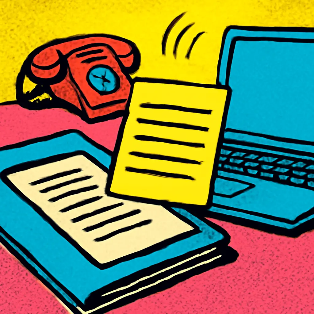 A reminder card helps reconnect a paused client file and laptop task after a phone interruption.