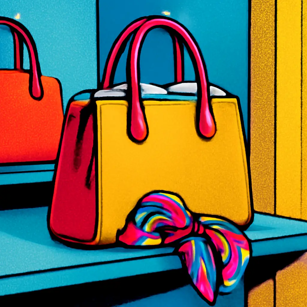 A structured handbag on a shelf with soft tissue support inside and protected handles.